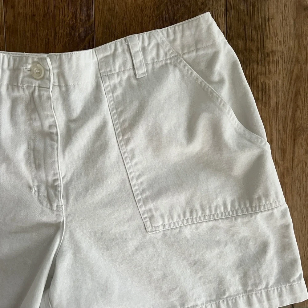 Vintage 90s Cache Creek Mid High Rise White Cotton Mid Thigh Shorts Size 10 - Picture 3 of 8